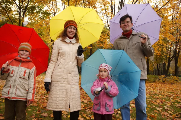 Umbrellas in autumn park