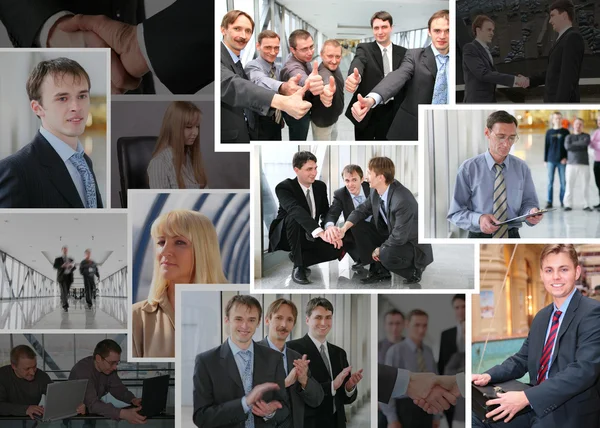 Colección de muchas fotos de negocios con, collage —  Fotos de Stock