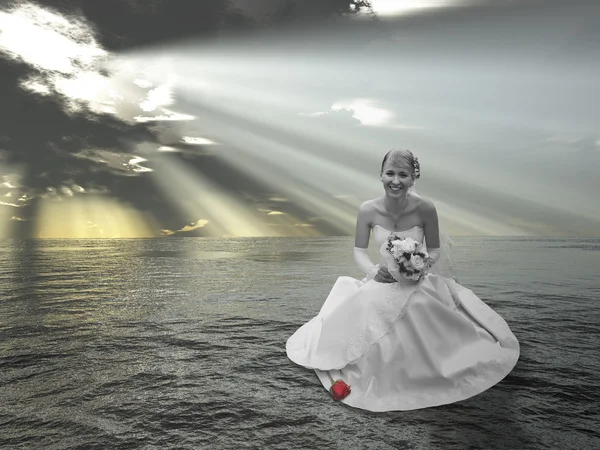Mariée sur collage d'eau — Photo