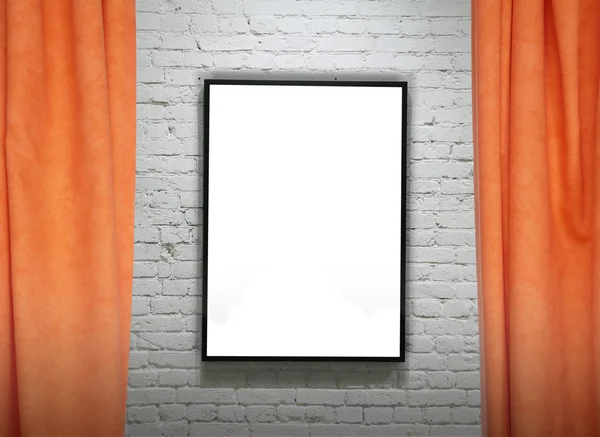 Frame on brick wall and draperies collage — Stock Photo, Image