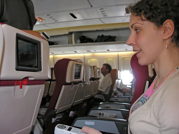 Αεροπλάνο σαλόνι γυναίκα — Φωτογραφία Αρχείου