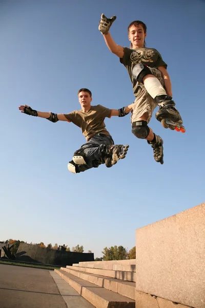 Two rollers jump — Stock Photo, Image