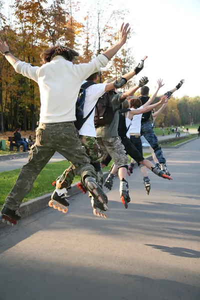 Group of rollers jump — Stock Photo, Image