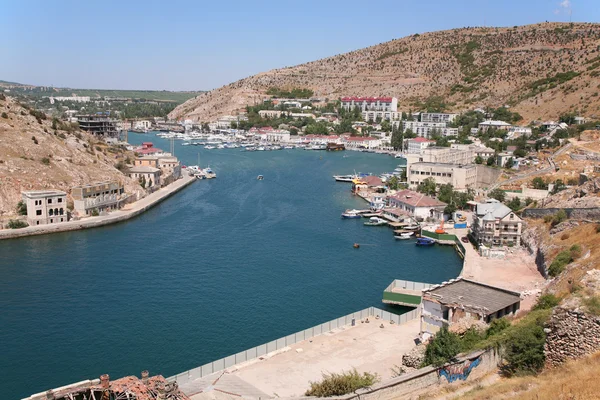 stock image Balaklava City at coast of the bay.