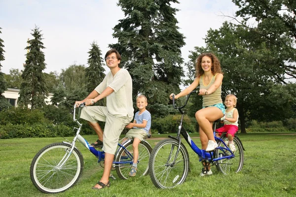 Сім'ї на велосипедах — стокове фото