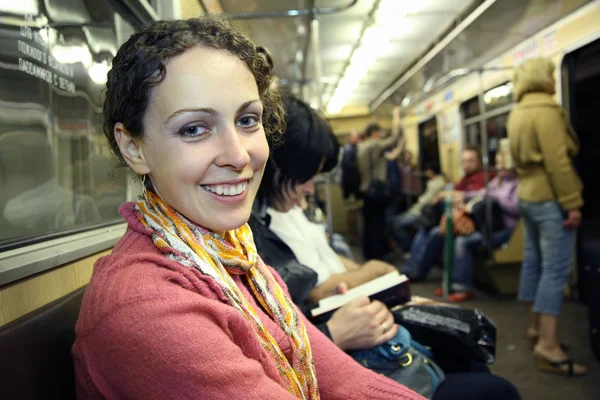Girl in subway metro — Stock Photo, Image