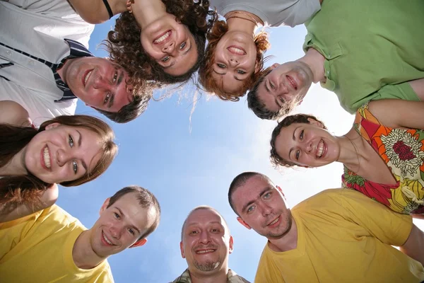 Nine friends are in a circle — Stock Photo, Image