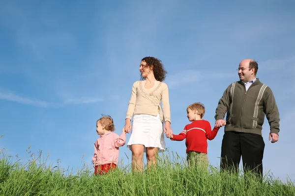 Family standing grass — Stock Photo, Image