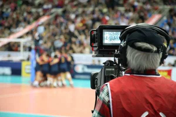 Cameraman sulla competizione sportiva — Foto Stock