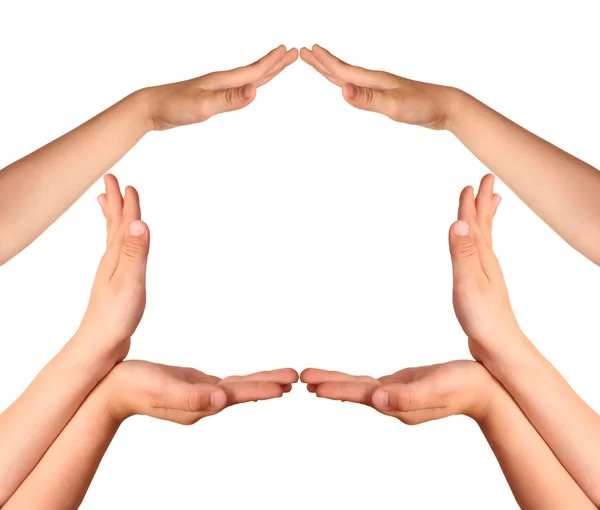 Childrens hands house gesture — Stock Photo, Image