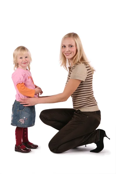 Mothert met dochter geïsoleerd op wit 3 — Stockfoto