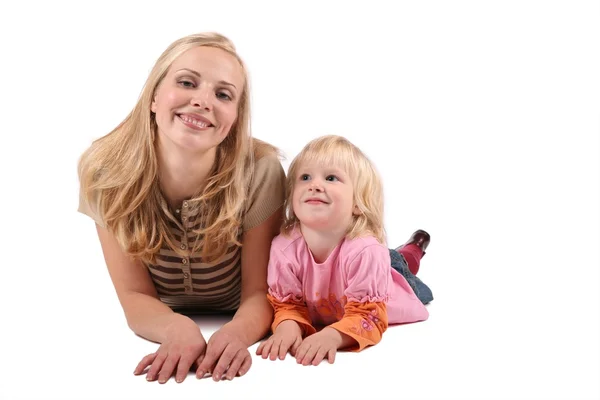 Mothert z córką na białym tle na białych 7 — Zdjęcie stockowe