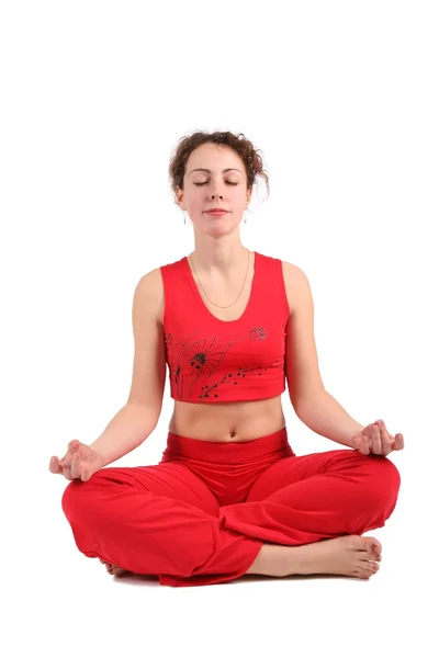 Yoga vrouw geïsoleerd op wit — Stockfoto