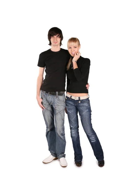 Couple in black stands — Stock Photo, Image