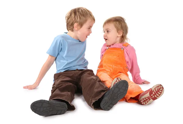 Brother with sister sitting — Stock Photo, Image