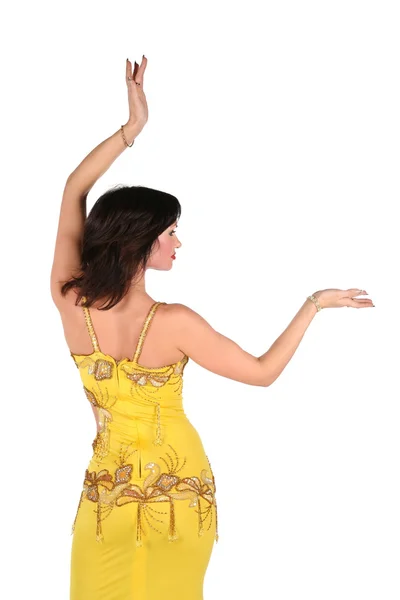 Bellydance woman in yellow egypt style — Stock Photo, Image