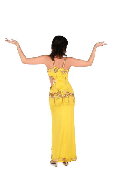 Buikdansen vrouw in gele Egypte stijl 2 — Stockfoto
