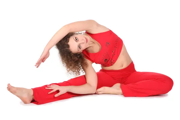 Yoga kız sit — Stok fotoğraf