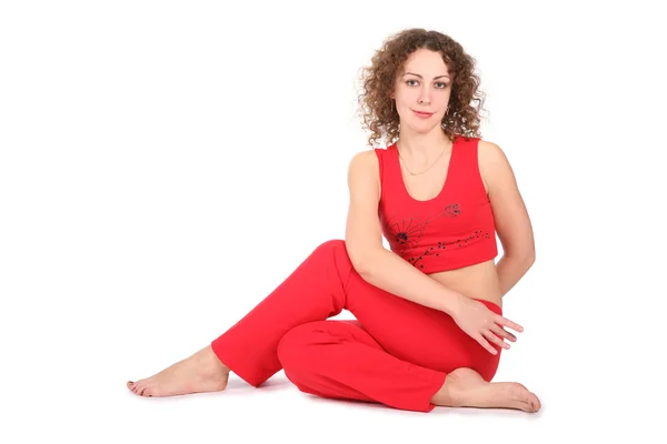 Yoga vrouw zitten — Stockfoto