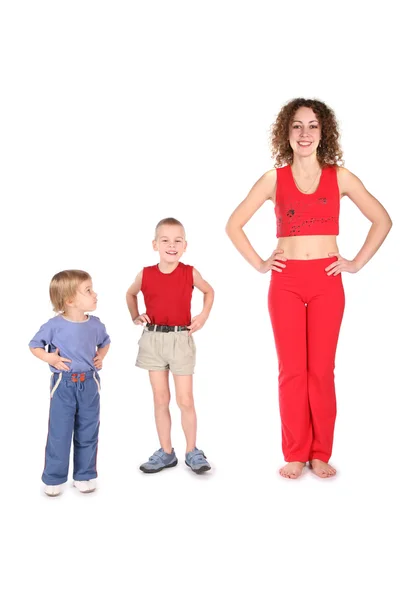Sport mother with children — Stock Photo, Image