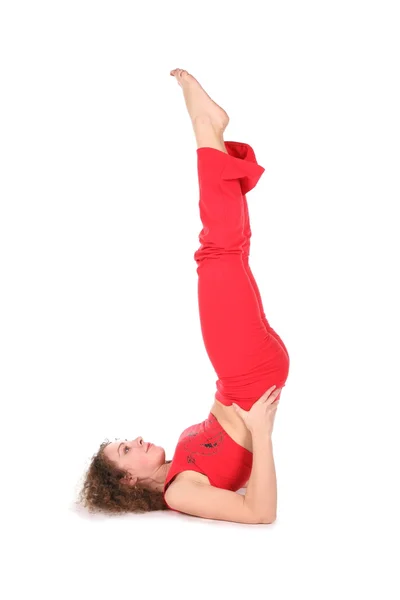Yoga woman training, legs up — Stock Photo, Image