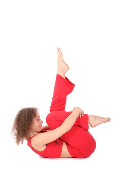 Nő csinál jóga gyakorlat — Stock Fotó
