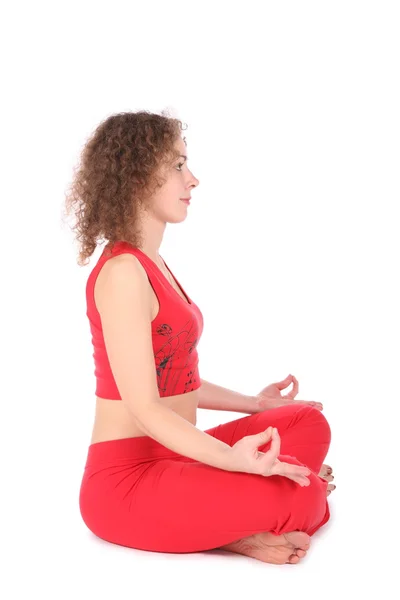 Женщина-йога медитирует — стоковое фото