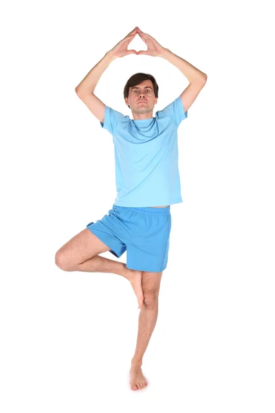 Людина йога на одній нозі — стокове фото