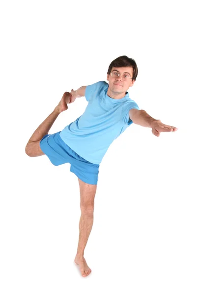 Uomo yoga su una gamba — Foto Stock
