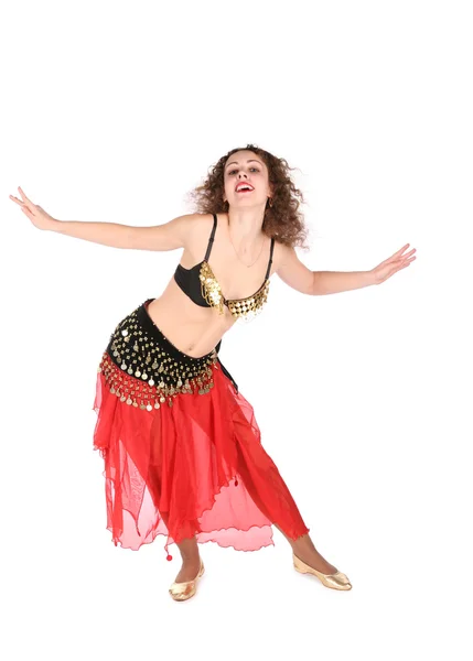 Mulher dança do ventre vermelho — Fotografia de Stock