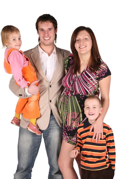 Těhotná rodina s dětmi — Stock fotografie