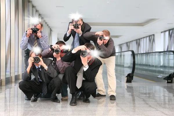 Paparazzi with flashes — Stock Photo, Image