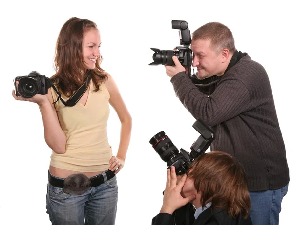 Three photographers — Stock Photo, Image