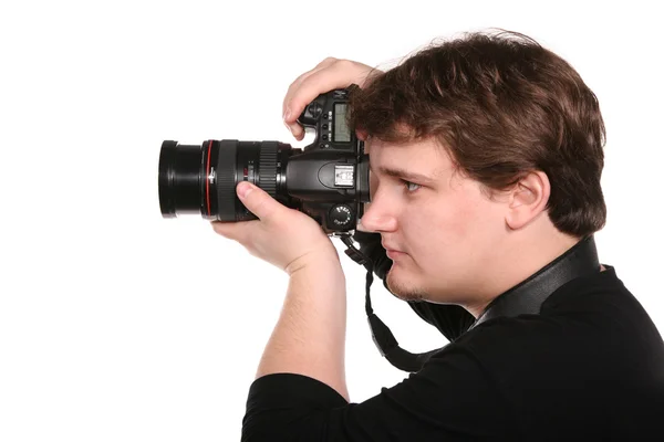 Homem com fotocâmera — Fotografia de Stock
