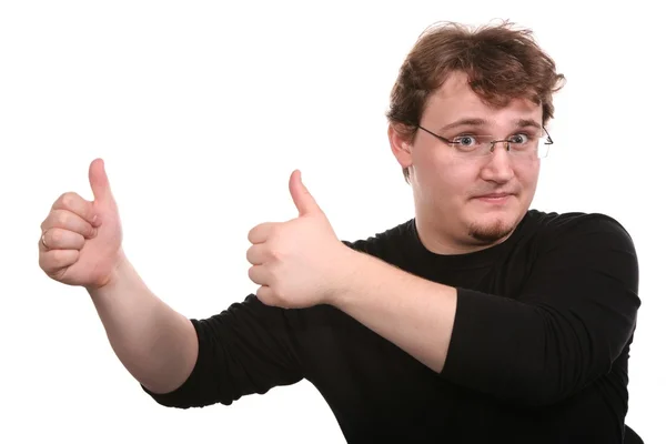 Молодой человек показывает жесты руками 2 — стоковое фото