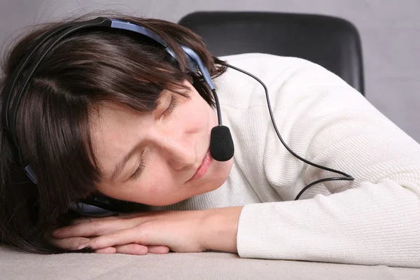 Sleepingg call service agent — Stock Photo, Image