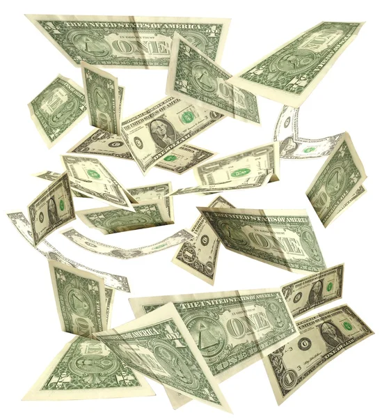 Dólares caen aislados sobre fondo blanco 3 — Foto de Stock
