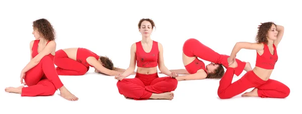 Yoga vrouw zitten groep — Stockfoto