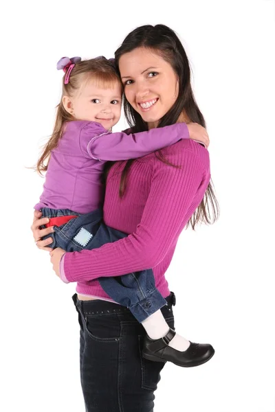 Matka z dzieckiem na białym tle biały 2 — Zdjęcie stockowe