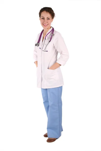 Doktor γυναίκα που απομονώνονται σε λευκό 2 — Φωτογραφία Αρχείου