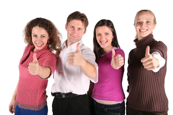 Groep vrienden maken gebaren geïsoleerd op wit — Stockfoto