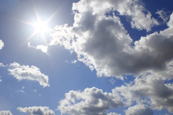 Real sun on cloud sky — Stock Photo, Image