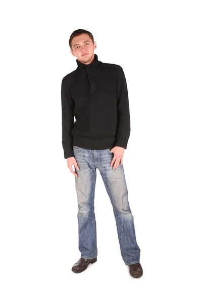 Man in zwarte shirt staande — Stockfoto