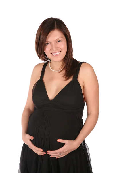 妊娠中の女の子は、腹を包含します。 — ストック写真