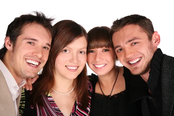 Vier vrienden gezichten close-up — Stockfoto