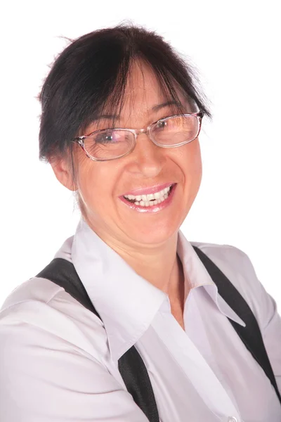 Seniorin in Brille in Großaufnahme — Stockfoto