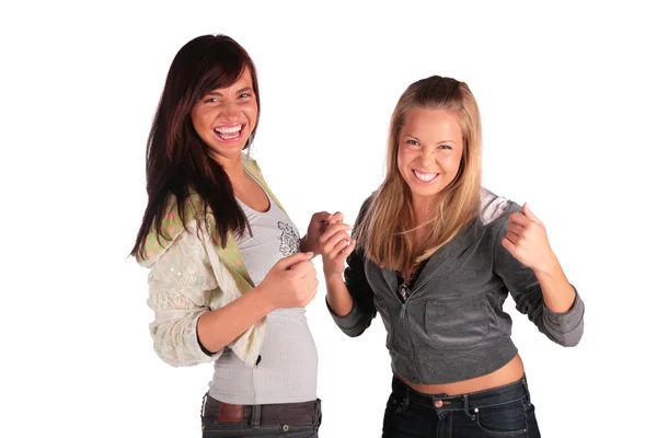 Twee meisjes glimlachen — Stockfoto