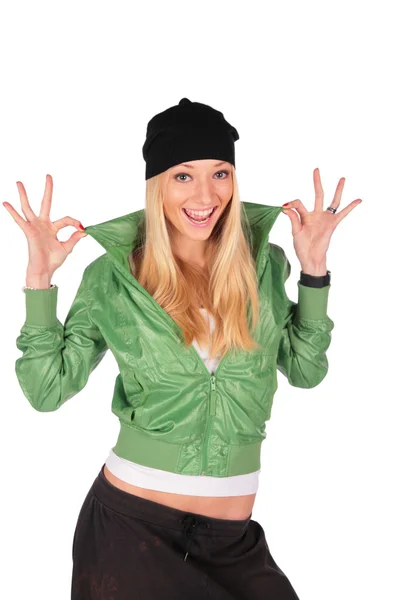 Hip-Hop girl gesture ideal — Stock Photo, Image
