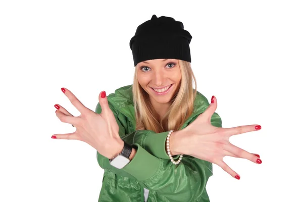 Hip-hop chica dedos de ancho — Foto de Stock