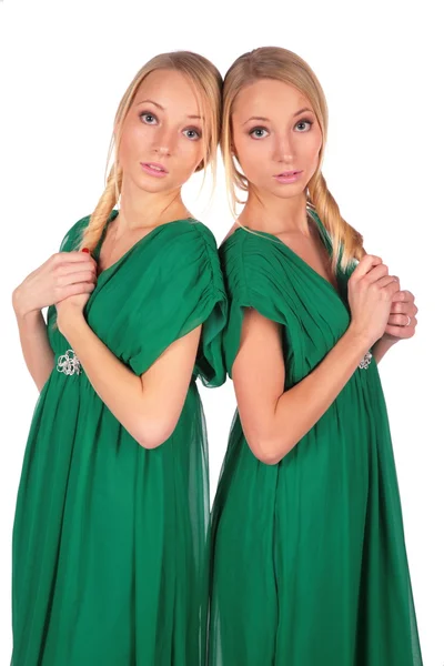 Chicas gemelas espalda con espalda 2 — Foto de Stock